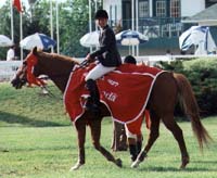 Photo de Beezie Patton et son ruban de première place.